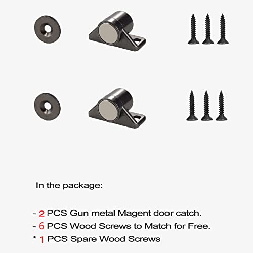 Keenkee 2 Pack Magnetic Cabinet Door Catch with Neodymium Magnet Cabinet Latch Magnetic Closure Hardware for Kitchen Cupboard and Closet Door Closing, Black Tone Gun Metal - color: Gun Metal 2ps