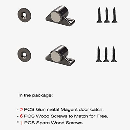 Keenkee 2 Pack Magnetic Cabinet Door Catch with Neodymium Magnet Cabinet Latch Magnetic Closure Hardware for Kitchen Cupboard and Closet Door Closing, Black Tone Gun Metal - color: Gun Metal 2ps