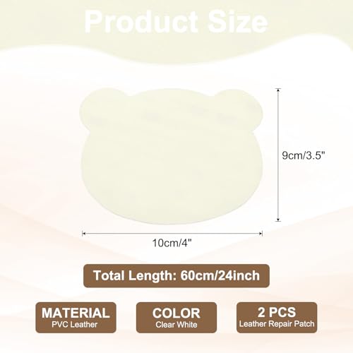 PATIKIL Leather Repair Patch, 2 Pcs 4 x 3.5 Inch Self-Adhesive Vinyl Patch Furniture Tape Repair Kit for Sofas Couches Stools Chairs Cabinets Bags, Clear White - color: Clear White