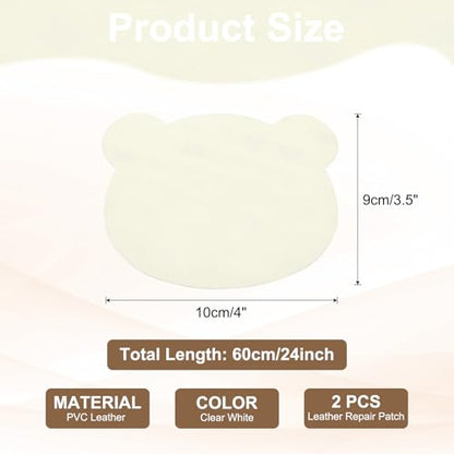 PATIKIL Leather Repair Patch, 2 Pcs 4 x 3.5 Inch Self-Adhesive Vinyl Patch Furniture Tape Repair Kit for Sofas Couches Stools Chairs Cabinets Bags, Clear White - color: Clear White