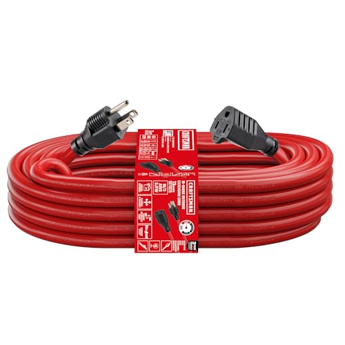 CRAFTSMAN 50 Ft. Indoor/Outdoor Extension Cord 16/3 SJTW, Waterproof Flexible Power Cable with 3-Prong Plug, 13A/1625W/125V, Heavy-Duty Contractor Cord, ETL Certified - size: 50 Ft
