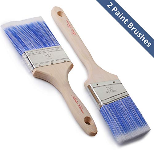 Bates - 2 Pack, 3 Inch & 2.5 Inch, Wood Handle, Paint Brushes Set, Professional House, Trim, Sash Paint Brush - color: Wood Handle Angle/Flat, size: 2 Pack, 2.5” & 3”