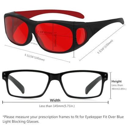 Eyekepper Red Lens Blue Light Glasses Men,Fitover Blue Light Blocking Glasses Women, Red Light Glasses Eye Protection - Black Red - color: Red Tinted-1806-black Red