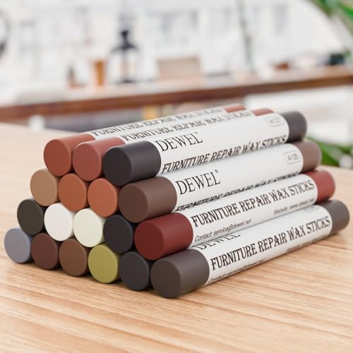 DEWEL Wood Filler Sticks, 18 Colors Wood Wax Crayons for Scratches, Wood Floor Repair Wax Filler Sticks, Furniture Scratch Repair Crayons Kit for Cracks, Holes, Table - size: 18 Color Wood Wax Stick