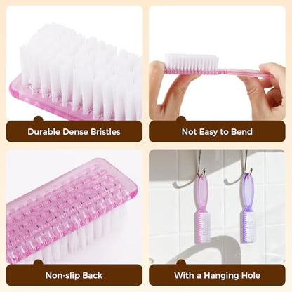 Nail Brush for Cleaning Fingernails, Larbois 4 Pack Deep Cleaning Fingernail Brush for Cleaning Nail Scrubber Brush Heavy Duty Foot Brush Handle Grip Nail Brushes for Toes and Fingernails
