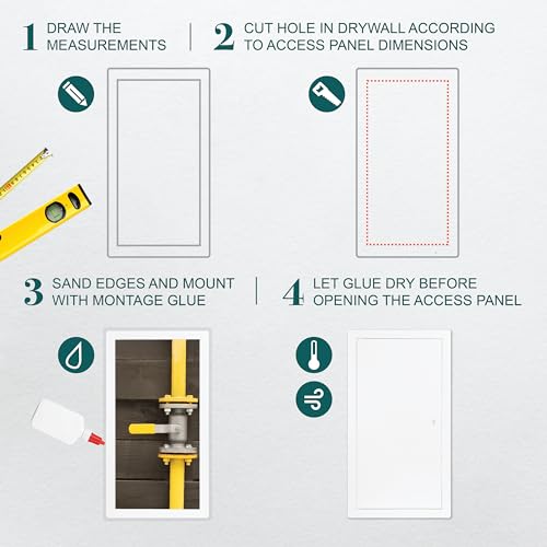 10" x 20" White Metal Access Panel, Service Shaft Door, Plumbing, Electricity Heating Alarm Wall for Drywall, Bathroom Services Hole Cover, Wall Covering - size: 10" x 20"