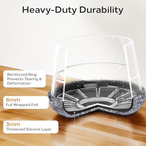 Meldel 24 PCS Silicone Chair Leg Floor Protectors Medium Fit (1"-1.2") Rubber Felt Furniture Pads Chair Legs Caps/Covers for Hardwood Floors, Tile from Scratches & Reduce Noise - Round, Grey - size: Medium(1"-1.2")