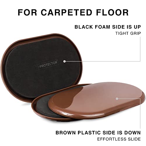 X-Protector Furniture Sliders for Carpet - 4 PCS 6" x 3 1/2" - The Best Heavy-Duty Moving Pads - Sliders for Furniture. Move Your Furniture Easily with Reusable Furniture Moving Sliders for Carpets! - size: 4 PCS 6"