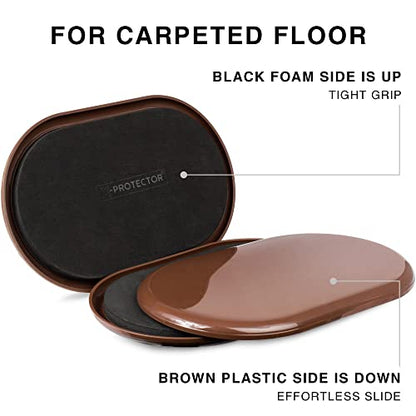 X-Protector Furniture Sliders for Carpet - 4 PCS 6" x 3 1/2" - The Best Heavy-Duty Moving Pads - Sliders for Furniture. Move Your Furniture Easily with Reusable Furniture Moving Sliders for Carpets! - size: 4 PCS 6" x 3.5", For Carpet