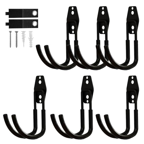 Garage Hooks, 6 Pack Large Round Wall Hooks for Hanging Heavy Duty Ladders, Bikes, Tools Ideal for Garage, Garden, Basement Utility Room Storage (Black) - color: Black, size: Large Round-6pcs
