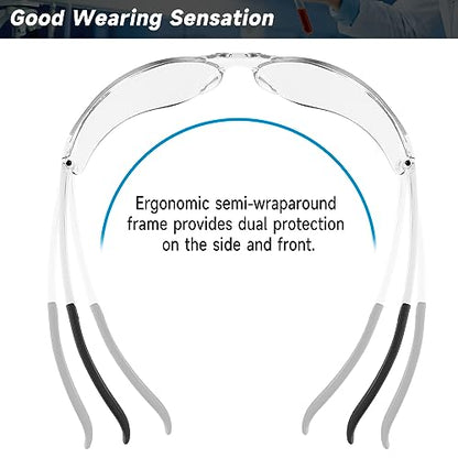Salfboy 50 Pack Clear Safety Glasses with ANSI Z87.1 Scratch Resistant Eyewear for Women Man Lab Goggles Eye Protection - color: 118-50 Clear