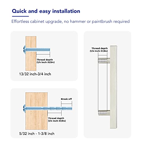 10 Pack Brushed Nickel Cabinet Handles with 3-3/4 Inch (96 mm) Hole Center, Square Kitchen Hardware for Cabinets & Drawers, Stainless Steel Pulls, 6 Inch Overall Length - color: Brushed Nickel Square T-Shaped, size: 3-3/4" Hole Center