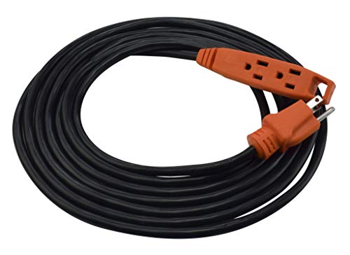 Prime Wire & Cable EC890715 15-Foot 14/3 SJT 3-Outlet Indoor Shop and Utility Extension Cord, Black and Orange