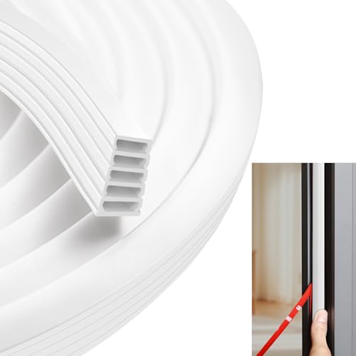 Rubber Weather Stripping Door Seal Strip, Self-Adhesive Backing D-Shape Door Weatherstripping for Door Frame Insulation Large Gap, Easy Cut to Size (Whtie) - color: Whtie