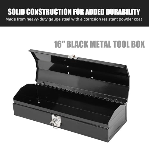 2PC Portable Tool Box, Metal Tool Box, 4 Non-Slip Foot Pads, Ideal for Trailer, Mechanic, DIY-ers, Car Toolbox, Workshops, Garages, Repair Shops,Black - size: 2P-16in-Black