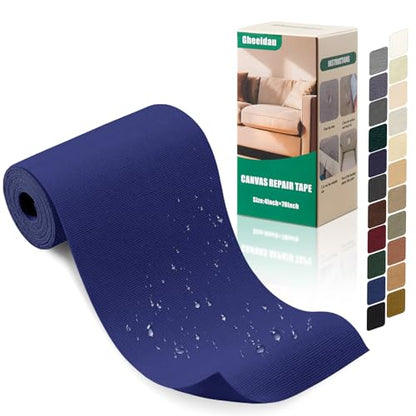 Gheeidau Canvas Repair Tape 4×70 Inch Waterproof Self-Adhesive Fabric Repair Patch for Repairing Boat Covers,Tents,Patio Umbrellas,Car Seats,Luggage,Sofas.(Dark Blue) - color: Dark Blue