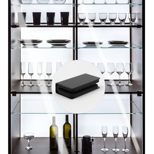 T Tulead Glass Clip Black Strike Plate Magnetic Rectangular Glass Clamp 1.6"x0.4"x0.8" Pack of 4 for Cabinet, Door, Wardrobe