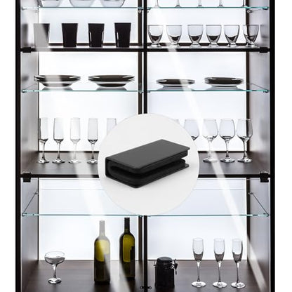 T Tulead Glass Clip Black Strike Plate Magnetic Rectangular Glass Clamp 1.6"x0.4"x0.8" Pack of 4 for Cabinet, Door, Wardrobe