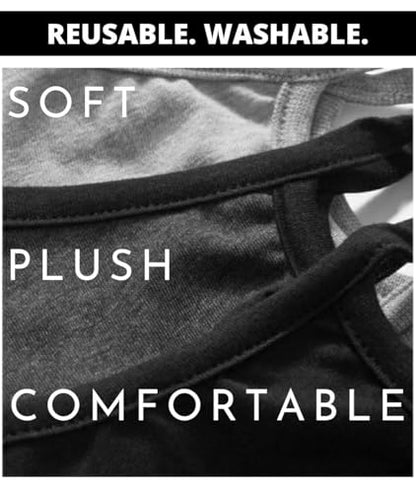 Cotton Face Masks - Made of Premium Organic Cotton, Reusable Washable Soft Cloth Face Masks 3/6 Pk - color: 3 Pack Black,grey,charcoal