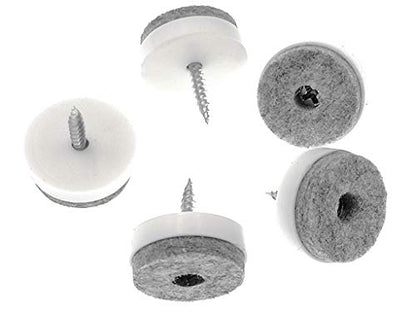 ALIMITOPIA 40pcs Screw-on Furniture Felt Pad Chair Glide Slider Hardwood Floor Protector for Wooden Leg Feet of Chair Table Furniture(Φ24mm or 0.95";White) - size: 24mm(White)