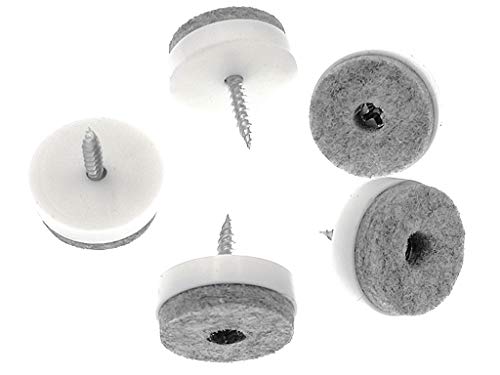 ALIMITOPIA 40pcs Screw-on Furniture Felt Pad Chair Glide Slider Hardwood Floor Protector for Wooden Leg Feet of Chair Table Furniture(Φ20mm or 0.8";White) - size: 20mm(White)