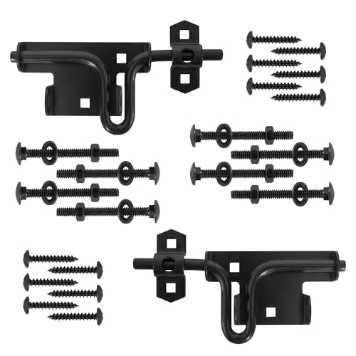 Slide Bolt Gate Latch,Sliding Bolt Door Lock with Padlock Hole for Wooden Fence and Vinyl Gates,mainly Used for Fence,shed Door,Yard Door,Barn Door,Outdoor and Indoors,Coated with Black-2 Pack - size: 2 Pack