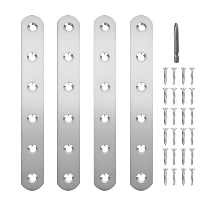 4 Pack Straight Brace,Flat Brace 6.1” x 0.75”,Stainless Steel Flat Metal Braces,Repair Bracket with Screws - size: 156mm/4 Pcs