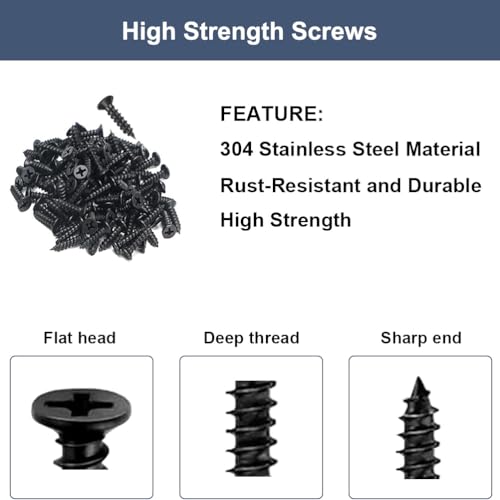 24Pcs Black Stainless Steel Flat Brace Mending Plates, Sturdy Metal Repair Fixing Joining Brackets for Wood Furniture with Screws - size: 24 Pack