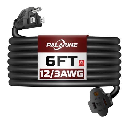 6ft Black Outdoor Extension Cord Waterproof, UL Listed, 12/3 SJTW Heavy Duty Prong, 12 Gauge 15A Power Cord Ideal for Indoor Outdoor Lights, Appliances, and Lawn - color: Black, size: 6 FT, style: 12/3