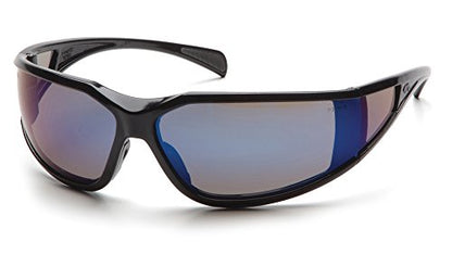Pyramex Exeter Safety Eyewear - color: Glossy Black Frame/Blue Mirror Anti-fog Lens