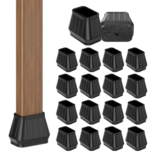 24PCS Rectangular Chair Leg Floor Protectors for Hardwood Floors, Thicken Rubber Chair Leg Cap Covers, Non Slip Furniture Leg Pads to Protect Wood Tile Floors from Scratches and Reduce Noise - color: Black, size: Rectangular S