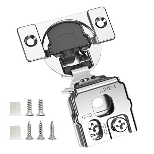 Chibery 2 Pack 1-3/8" Overlay 3D Soft Close Concealed Hinge for Face Frame Door, Smooth Slow Self Closing Hinges, Satin Nickel, Hidden 105° Open Angle Stainless Steel Hinge for Kitchen Cabinet Door - color: 2 Pack, size: 1-3/8 Inch Overlay