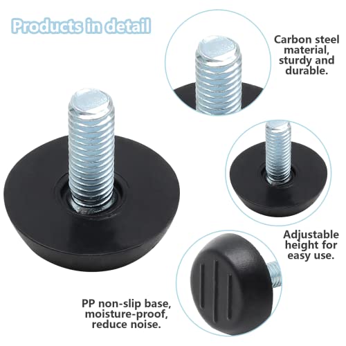 20 Pcs M6 Adjustable Furniture Levelers Screw On Furniture Glide Leveling Foot Screw in Threaded for Chair, Table, Furniture Legs (M6 x 15mm)
