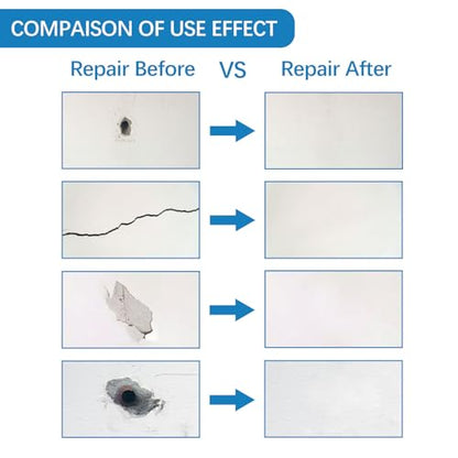 Wall patching Paste 8.5OZ, Drywall Repair Kit,Drywall Hole Patch Repair Kit to Fix Wall Surface Holes and Creak Damage with 4pcs 2" Aluminum Repair Patch,Scraper,Sanding Pad Fill Easy Solution