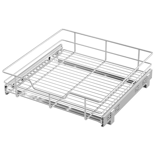 Pull Out Cabinet Organizer 17" W X 17" D, Slide Out Drawers For Kitchen Organizers and Storage, Pull Out Drawers For Cabinets Capacity Heavy Duty Caddy, Cabinet Shelves Chrome-Plated, Bathroom Pantry - color: 1 Tier - Chrome-Plated, size: 17" W X 17" D