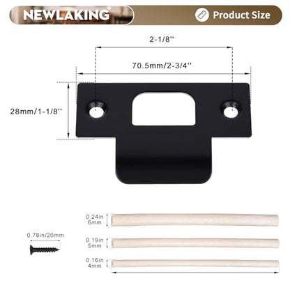 T-Shape Matte Black Door Strike Plate for Door Frame Repair Kit, 2-1/8'' Hole Spacing, 1 Pack - color: Matte Black