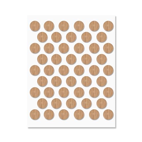 Oak Self-Adhesive Screw Hole Stickers - 50 pcs. 0.55 inch / 14 mm Peel Stick Dust Proof Tape, Water Resistance PVC Caps for Wood Cabinets, Furniture, Drawer, Wardrobe, Kitchen, Table - color: Oak, size: 0.55 inch - 14 mm