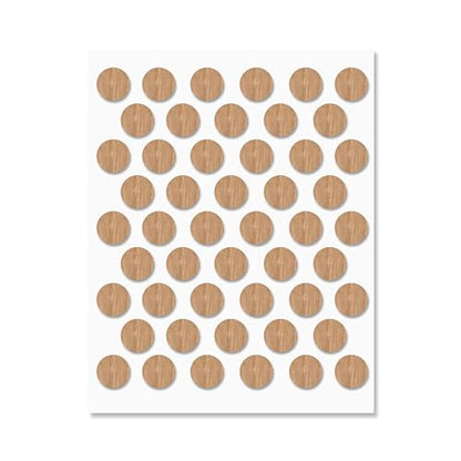 Oak Self-Adhesive Screw Hole Stickers - 50 pcs. 0.55 inch / 14 mm Peel Stick Dust Proof Tape, Water Resistance PVC Caps for Wood Cabinets, Furniture, Drawer, Wardrobe, Kitchen, Table - color: Oak, size: 0.55 inch - 14 mm