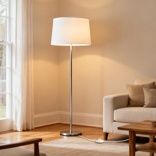 6ft/1.8m On/Off Extension Cord Foot Switch Pedal, Switch in Middle of Cord, 2-Prong Polarized Plug and Plug in Outlet AWG18 250VAC Step Switch Floor Lamp Christmas Tree Light Push Button White