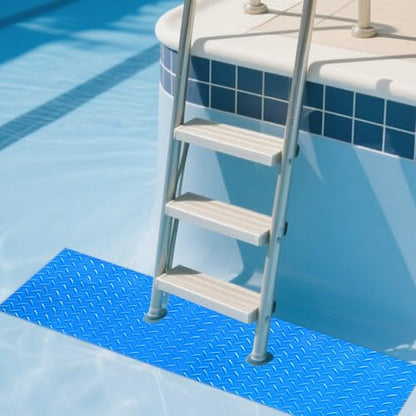 Large Swimming Pool Ladder Mat, 12"x36" Protective Non-Slip Pool Step Pad with Texture，Protective Ladder Pad for Above Ground Swimming Pools Liner and Stairs (Blue)