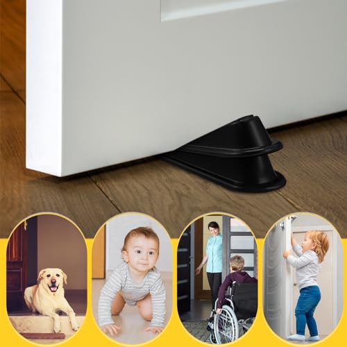 Frienda 24 Pcs Door Stoppers Heavy Duty Door Stop Wedge Rubber Door Stoppers for Door Bottom Carpet Tile Concrete Wooden Floor