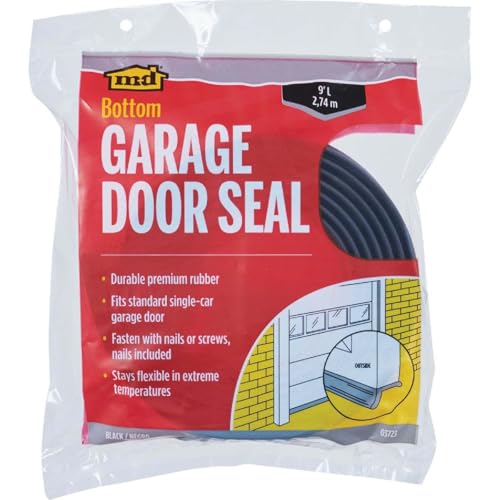 M-D Building Products 03723 9 ft. Black Rubber Garage Door Bottom Seal - size: 9 Ft.