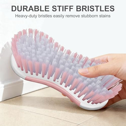 SetSail Multi-Purpose Scrub Brush of 2 Pack, Stiff Bristles Cleaning Brush with Non-Slip Grip Heavy Duty Scrub Brushes for Cleaning Bathroom Kitchen Tile Bathtub Sink, Pink - color: Pink