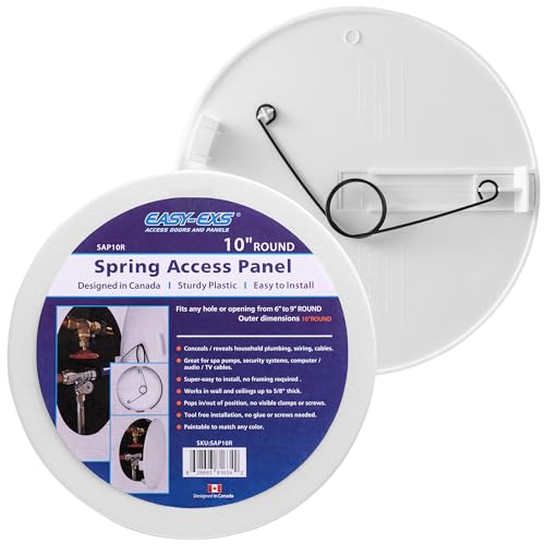 Easy-Exs 10" Round Access Panel for Ceiling and Wall - Adjustable from 6 to 9 inches - Ceiling Hole Cover - for Electrical, Plumbing, Cables, HVAC, Speaker and LED Holes - Durable Plastic Panel - size: Single Piece