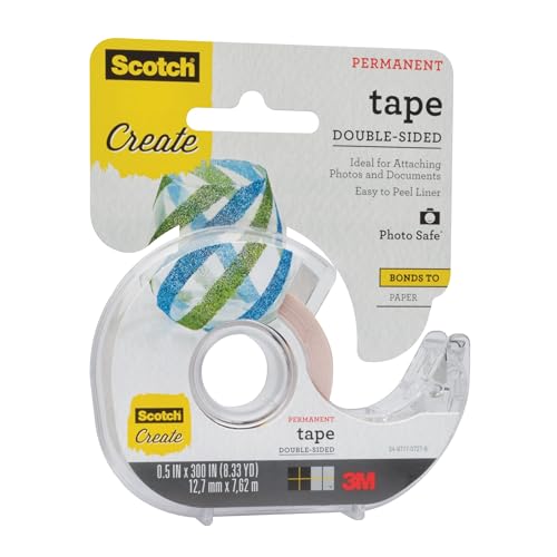 Scotch Create Double Sided Tape for Scrapbooking, Crafts, and School Projects, 1/2 in x 300 in, 1 Roll - size: 1 -Pack