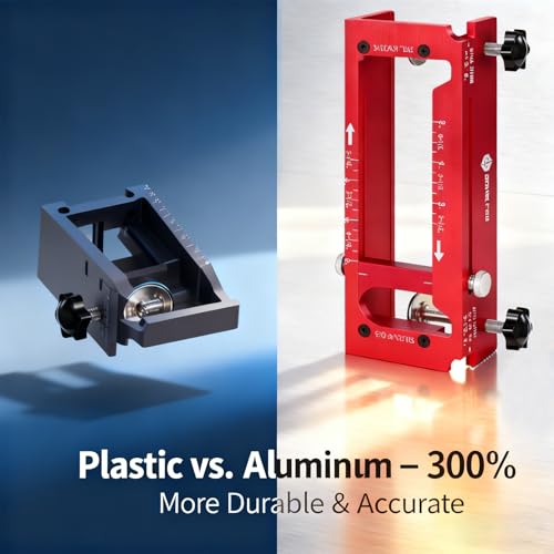 Door Hinge Jig, Aluminum Alloy Mortise Template Kit with Router Bit & Self-Centering Hinge Bit, User Manual for 2.5"-5" Hinges