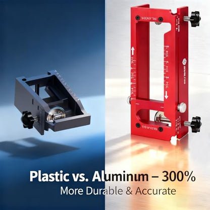 Door Hinge Jig, Aluminum Alloy Mortise Template Kit with Router Bit & Self-Centering Hinge Bit, User Manual for 2.5"-5" Hinges