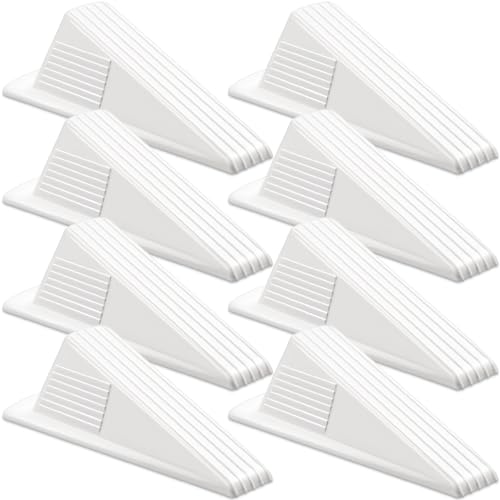 Frienda 8 Pcs Jumbo Door Stoppers Heavy Duty Door Stopper Tall up to 2inch Tall Wedge TPR Large Wedge Stackable Big Rubber Doorstop for Hotel Carpet Hardwood Concrete and Tile (White) - color: White
