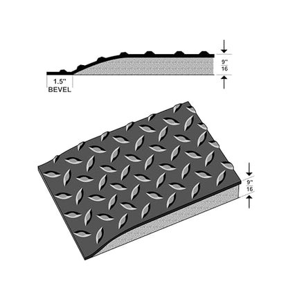 American Classic Diamond Plate Anti-Fatigue Mat – Closed-Cell Polymeric Sponge Base – Industrial Grade, Beveled Safety Edges, 9/16" or 1" Thick – Made in USA (Black, 2'x3'x9/16) - size: 36"L x 24"W x 0.6"Th