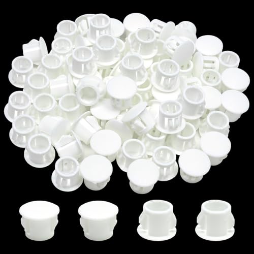 3/8 In/10 mm Plastic Hole Plugs, White Screw Hole Cover Flush Type Snap in Locking Panel Tube Plug Knockout Seal Steel Furniture Cabinet Fencing Post Pipe Insert End Caps, 60PCS - style: 10mm (3/8")